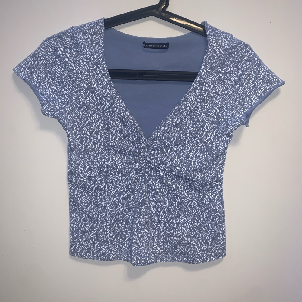 ON HOLD Brandy Melville Blue Floral Gina Top - Picture 2 of 4
